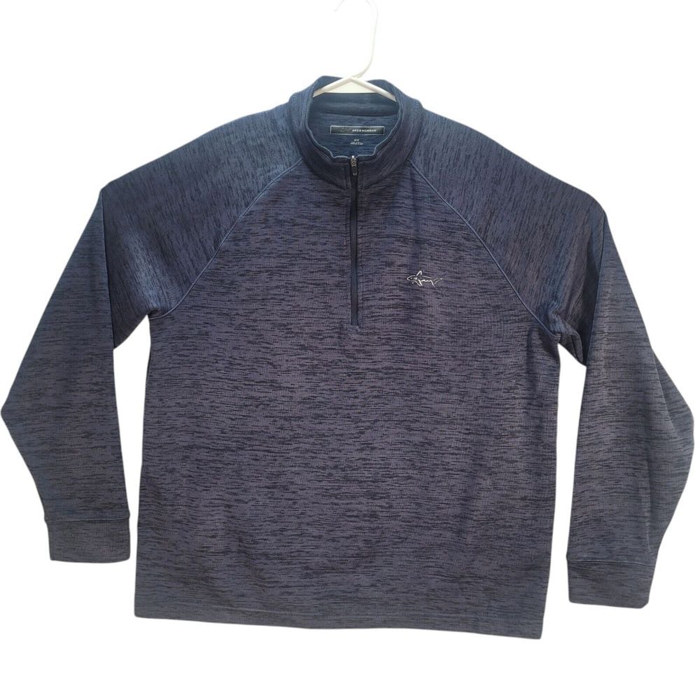 Greg‎ Norman Sweater Mens size Medium Blue Pullover Golf 1/4 Zip Fleece Lined
